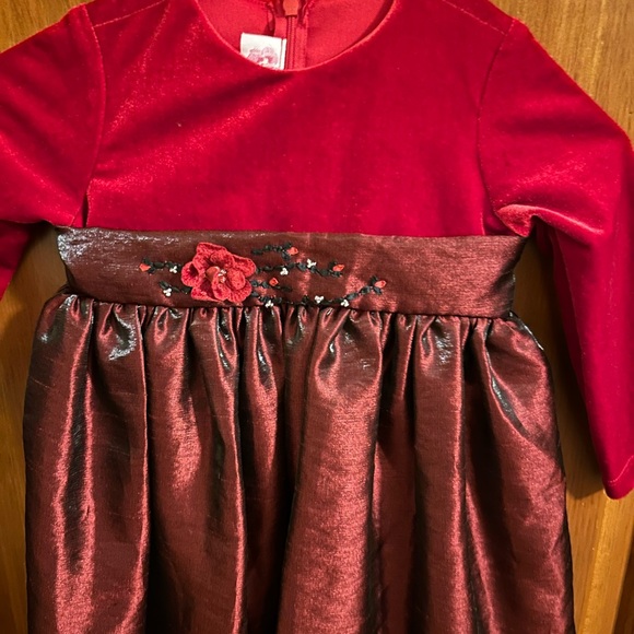 Festive Red Long Sleeve Girls Dress - Size 4 by C. C. Couture - Picture 2 of 16